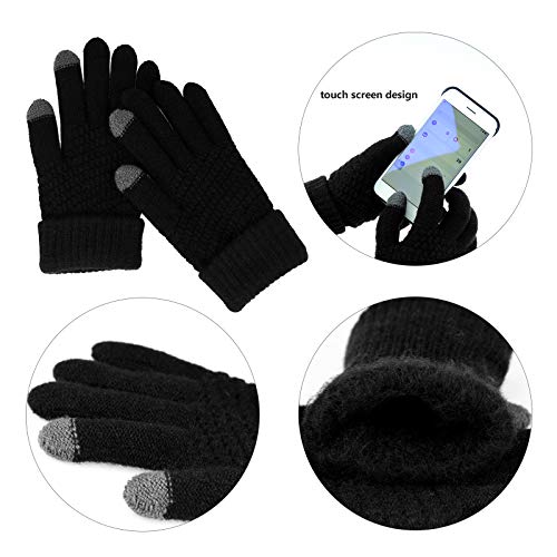 Dxhycc Winter Warm Sets Knitted Beanie Hat Touch Screen Gloves Plaid Scarf And Earmuff For Men Or Women #TOP2