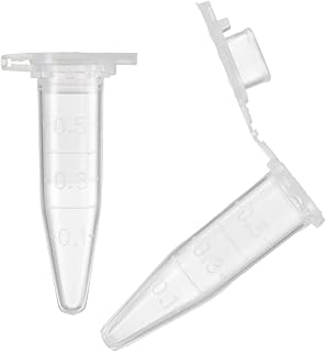 200Pcs 0.5ml Microcentrifuge Tube with Snap Cap, Clear Plastic Small Sample Bottle Mirco Test Tubes for Sample Storage Container