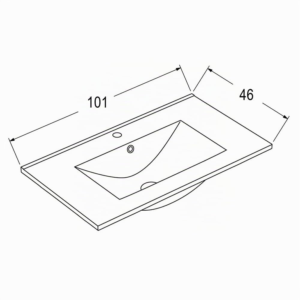 Kibath Mueble de baño con Lavabo Boreal 100x45 cm Acabado Blanco Mate 2 cajones suspendido