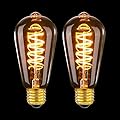 MLOQI 2 Pack E26 Vintage LED Light Bulb, 2200K, 4W, Dimmable Edison Light Bulb