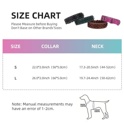 FUNAT Haustier Nietenhalsband, Großes Hundepunk Stil Nietenhalsband, Anti beißen Nagel Leder Hundehalsband, Hundehalsband mit Nieten Geeignet für mittlere bis große Hunde