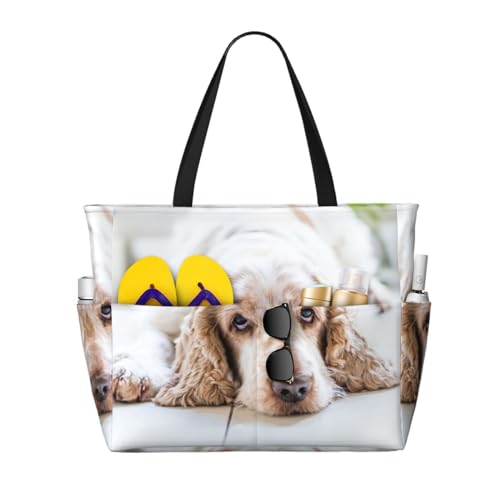 Sac de plage Épagneul Brun grand sac fourre-tout femme, idée cadeau maîtresse de chien