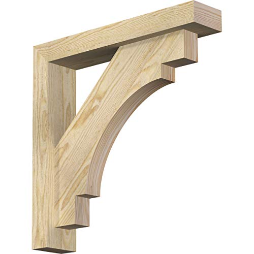 Ekena Millwork BKT0402X20X20MRC05RDF Merced Block Bracket w/Offset Brace, 20" D x 20" H Rustic Wood, 4" W Douglas Fir (Rough Sawn)