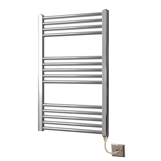 Greenedhouse Toallero eléctrico Recto con calefacción, Cromado, 400 W x 800 h