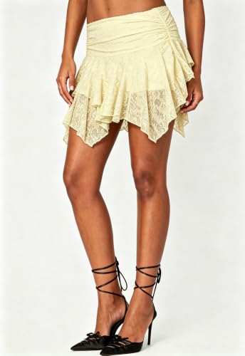 Image of Womens Y2k Ruffle Bloomer Short Lolita Layered Lace Mini Skirt