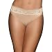 Bali Women's One Smooth U Comfort Indulgence Satin with Lace Hi-Cut Panty, Nude/Light Beige Lace, 8