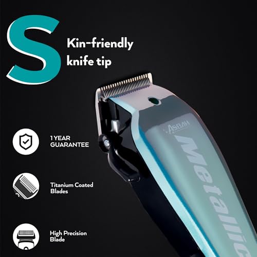 Image of ASBAH Men Professional Metallic Clipper | Corded Trimmer With 8 Guide Comb| One Year Warranty, Lifetime Repair & Services, Multicolour