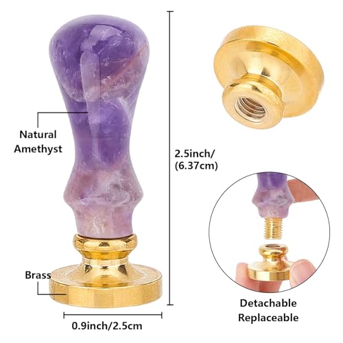 CRASPIRE Letter E Wax Seal Stamp Retro Alphabet Initials Sealing Wax Stamp Vintage 26 Letters A-Z 25mm Removable Brass Head with Amethyst Handle for Wedding Anniversary Invitation Gift Decoration - Image 4