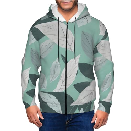 Pull décontracté homme sweat à capuche imprimé feuilles doux et chaud