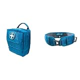 Kurgo Trousse de Secours RSG pour Les Chiens, Kit 1ers Soins Complète, Accessoire de Harnais , Bleu + Ceinture Ventrale RSG, Canicross, Ceinture de Course ou Promenade, Mains Libres Bleu Azur/Gris