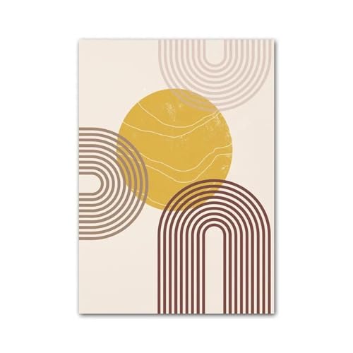Affiches abstraites sur toile de lin design épuré soleil montagne LEMST