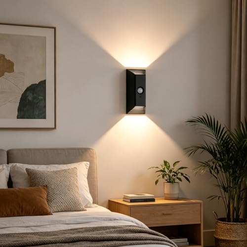 LED aplique de pared con sensor de movimiento y mando regulable USB recargable para interior 7