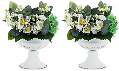 Nuptio Pcs of 2 Mini Sized Metal Urn Planter Elegant Wedding Centerpieces Vase for Wedding Party Decoration, 12.6cm Tall Trumpet Vase Flower Holder for Anniversary Ceremony