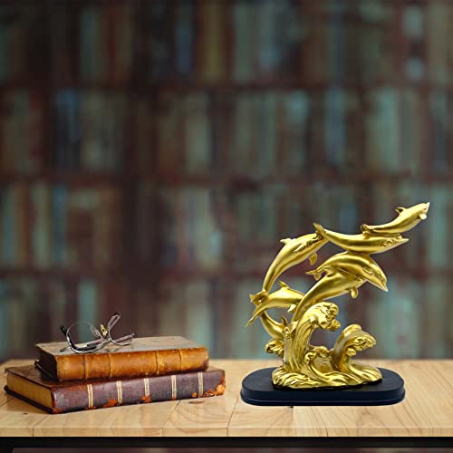 Gold Dolphin Statue Sculpture Frgurine Gift For Home Office Living Room Desktop Display Decorative Decoration #TOP4