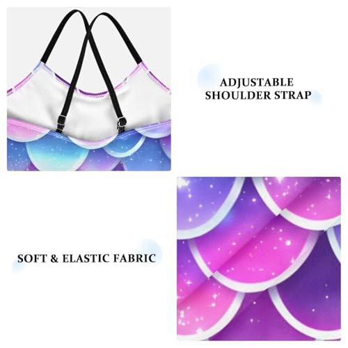 Bolaz Girls Swimsuits One-Piece Bathing Suits Multicolor Kids Sport Summer Beach Swimwear for 3-10 Years Old-Sparkling Mermaid Scales Pattern3