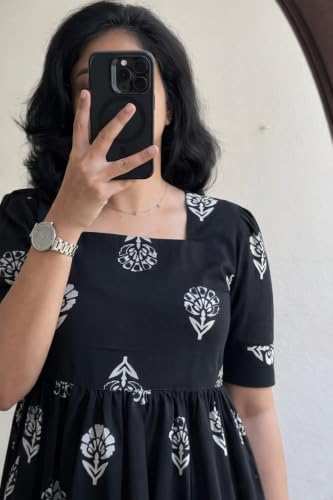 Image of Women's Rayon Printed A-Line Kurti Midi Dress