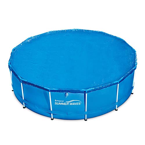 636643 Summer Waves 10'-15' Adjustable Round Solar Above Ground Pool Cover Keeps Out