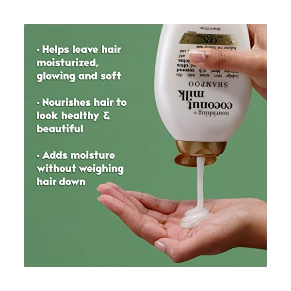 OGX Nourishing + Coconut Milk Moisturizing Shampoo for Strong & Healthy Hair, with Coconut Milk, Coconut Oil & Egg White Protein, Paraben-Free, Sulfate-Free Surfactants, 25.4 fl oz