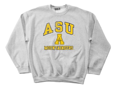 Appalachian State Mountaineers 50 50 Blended 8-Ounce Vintage Mascot Crewneck Sweatshirt, Large, Sport Grey
