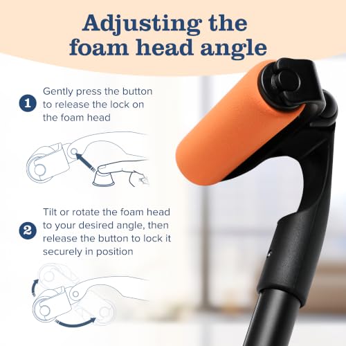 Image of EZPIK Lotion Applicator for Back with 2 Replacement Foam Rollers, Extendable up to 23 inch - Curved Back Lotion Applicator for Elderly & Seniors with Limited Mobility, Body Cream & Sunscreen Applicator
