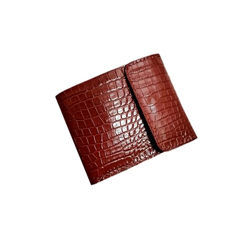 INGVARR Handmade Compact Leather Wallet, Leather Purse, Unique Gift (Dark red Croco)