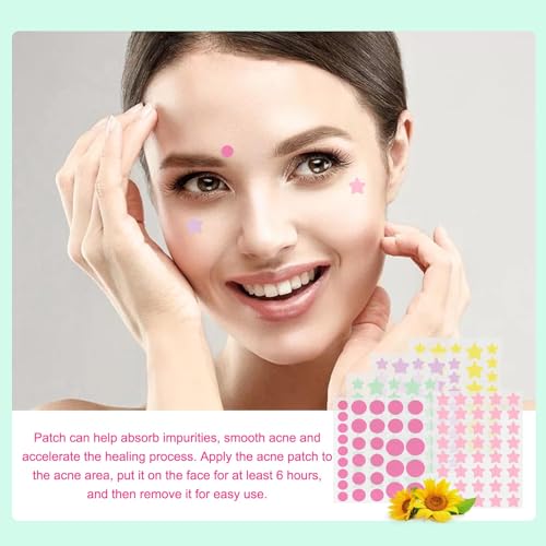 185 Stück Pickel Patch Sterne und Runde Pimple Patches mit Teebaumöl + Salicylsäure + Centella für Akneflecken Pickel Whiteheads Pickel Grün Gelb Rosa