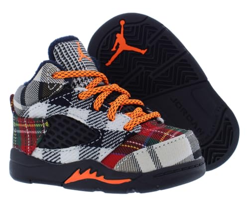 Jordan Toddler's 5 Retro Plaid Black/Total Orange (FD4813 008)4