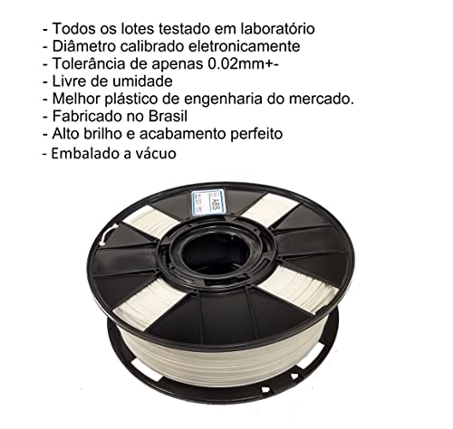 Filamento ABS premium 1,75mm 1.75mm Branco 1kg para impressoras 3D + Adesivo Líquido
