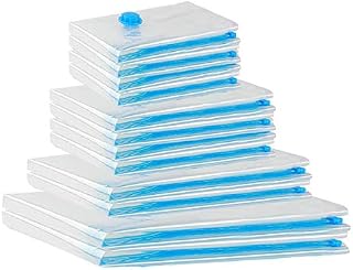 12 QH Vacuum storage bags, including 2 extra large (100 x 130cm), 2 large (100x70cm), 4 medium (60x80cm), 4 small (40x60cm) compression reusable storage bags