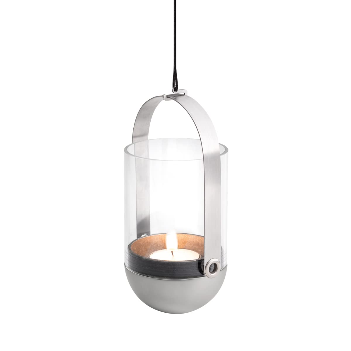 höfats - Gravity Candle mit Hängesystem Silber - Windlicht und Teelichthalter - inteligenter Kerzenhalter hält Kerze waagerecht - Hängelösung ermöglicht Aufhängen des Teelichthalters