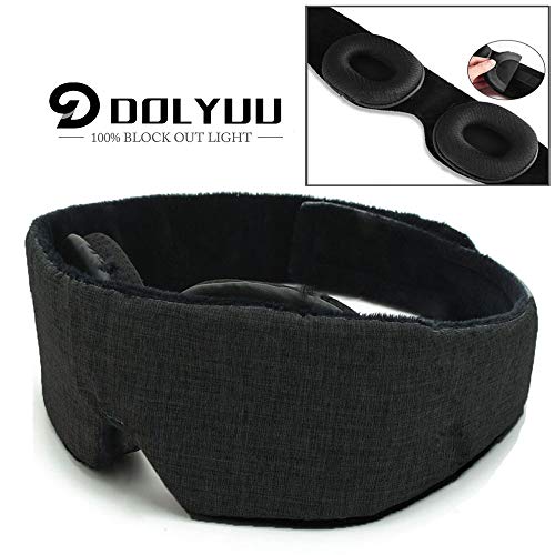 Masque de sommeil pour femme et homme, design breveté Masque de nuit 100% occultant Masque pour les yeux confortable et bandeau -Noir