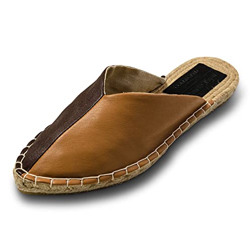 Mules espadrilles à bout pointu marron et beige en taille 39