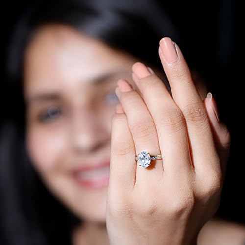 Certified Moissanite 7X9 mm Oval Engagement Ring, D-Vs1 Quality, Moissanite Ring with Side Stones - Ready To Gift4