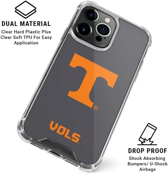 Skinit Clear Phone Case Compatible with iPhone 15 Pro - Officially Licensed University of Tennessee-Knoxville T Logo Vols on Gray Design