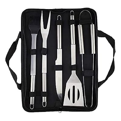 SDVantage BBQ Accessories Tools Set-5 Pcs Includes Stainless Steel Roasting Fork Roasting Shovel Roasting Clip Oil Brush, Grilling Accessories Kit for Home BBQ, Camping, Kitchen