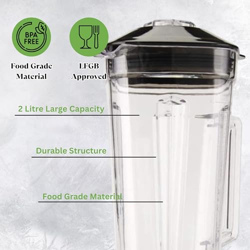 Reldor Kitchen Smoothie Blender 1500W, 2 Litre Polycarbonate Jug with blades, Speed Control, Overcurrent Protection - Ideal as Smoothie Blender, Ice Crusher, soups Maker, Commercial & Home Use, Red - Image 2