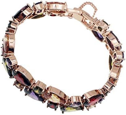 Vanessa Rose Gold Multi Gemstone Jewelry Sets for Women,Sparkling Garnet Amethyst Morganite Peridot Topaz