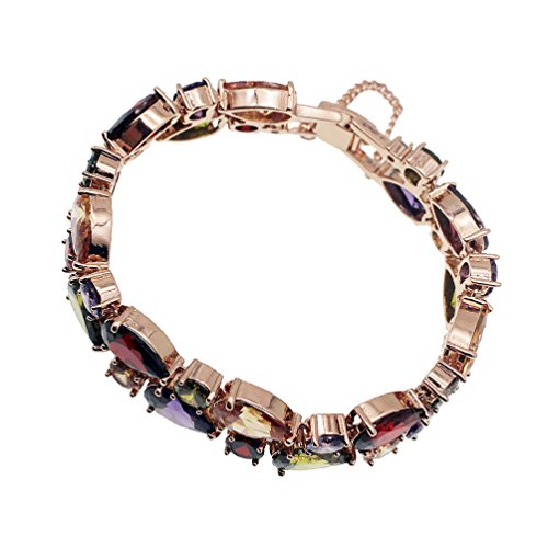 Vanessa Rose Gold Multi Gemstone Jewelry Sets for Women,Sparkling Garnet Amethyst Morganite Peridot Topaz