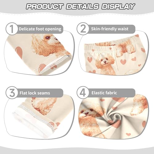 Poodle Dogs Girls Leggings,Workout Leggings for Girls Toddler Athletic Legging Size for 3-10T3