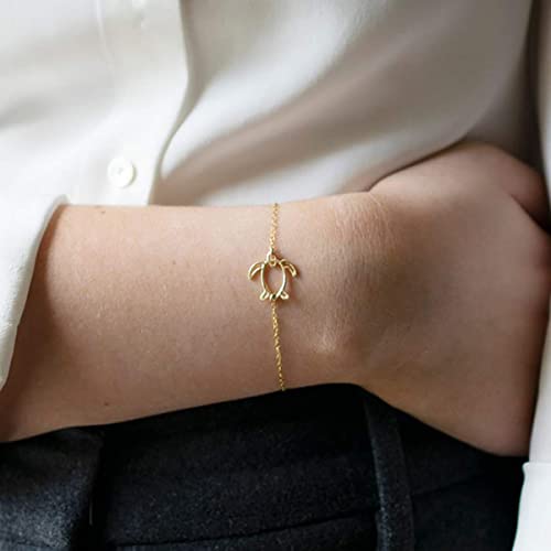Image of MEVECCO Bracelet for Women 14K Gold Plated Dainty Chain Simple Jewelry Cute Handmade Minimalist for Her