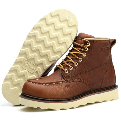 Image of Work Boots for Men - 6 Inch Wedge Soft Toe Mens Work Boots, Waterproof Construction Work Shoes