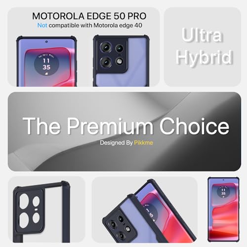 Image of Pikkme Moto Edge 50 Pro 5G Back Cover | Crystal Clear Transparent Back | Ultra Hyrbid | Full Camera Protection | Raised Edge | Bumper Back Case (Blue)