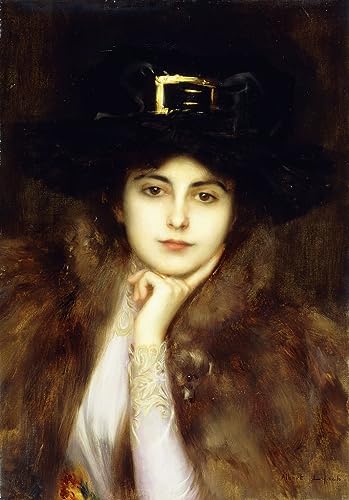 Poster Portrait d'une dame élégante par Albert Lynch Impression sur Toile 60x90cm
