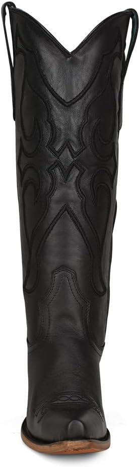 Corral Boots Women's Black Handcrafted Western Boots | Snip Toe Tall Cowboy Boots with Embroidery Design
