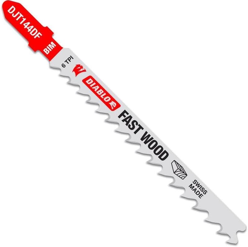 Diablo DJT144DF5 4 in. 6 TPI Bi-Metal T-Shank Jig Saw Blades for Fast Wood Cuts (5-Pack)