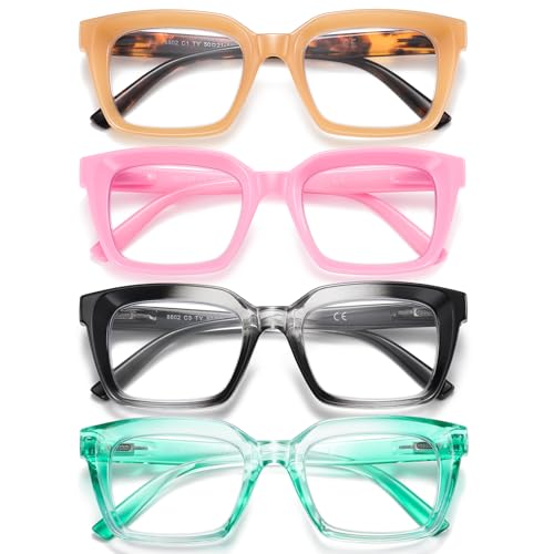 AABV Reading Glasses Oversized Square for Women/Men Readers,Blue Light Blocking Spring Hinges Eyeglasses,Anti UV Ray/Glare/Eyestrain Computer Glasses +1.50