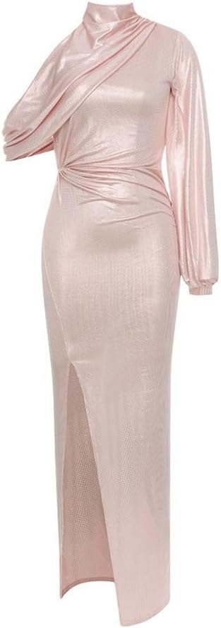 JSEIAJB Strapless Slouchy Shoulder Bubble Sleeve Long Slimming Dress(Large)