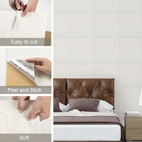 Ceiling Tiles Foam 13.8x13.8 inch, 16 Pcs Covering 21 sq.ft Self-Adhesive Waterproof Peel and Stick Ceiling Tiles for Interior Wall Decor, Floral Pattern - Thumbnail 3