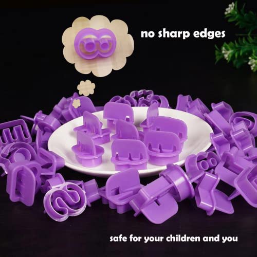 Cookie Cutters- 40Pcs Small Alphabet Letter Number Cookie Cutter Set 1'' Plastic Cute Cookie Cutters Mold Tools For Diy Cakes Muffins Fondant Sugar Biscuit Baking Clay Craft (Purple) #TOP4