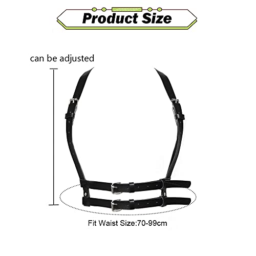 TOFBS Punk Tailleharnas Lederen borstriem Zwarte Goth-ketting Verstelbaar lichaamsvest Sieraden voor Vrouwen Meisjes Cosplay-feestje Rave Halloweenkostuum, #1, Eén maat - Image 8